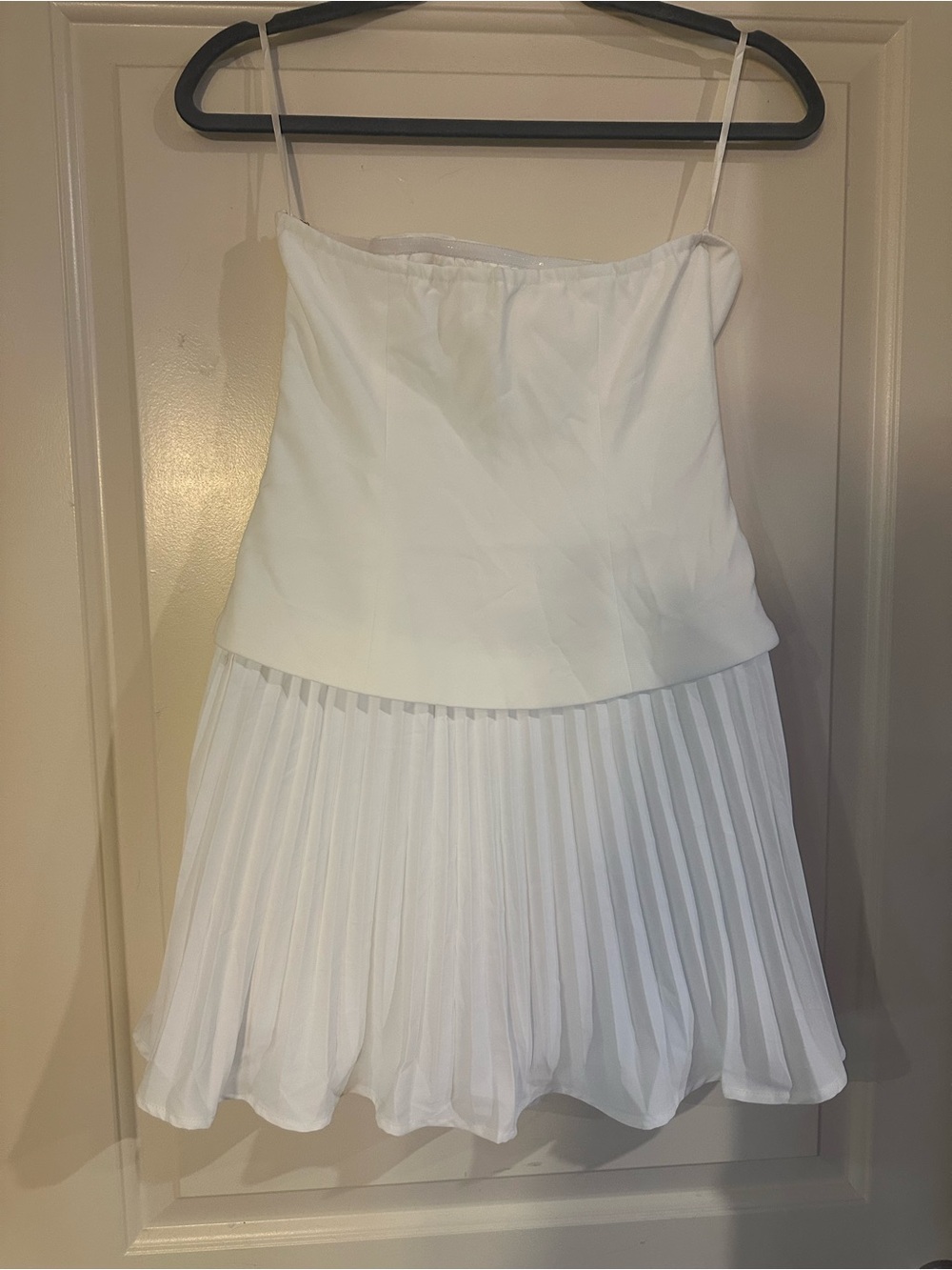 NWT Commense White Strapless Pleated Mini Dress - S - Picture 4 of 6